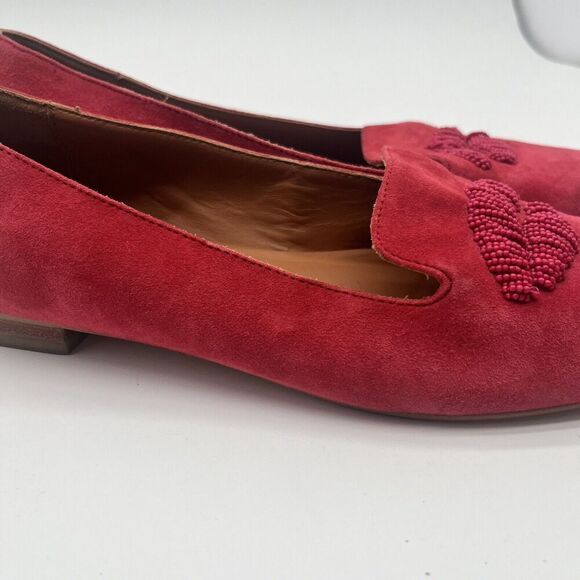 Red Suede Flats with Lip Embroidery‎ from & Other Stories Women's Size 40 - Picture 10 of 16